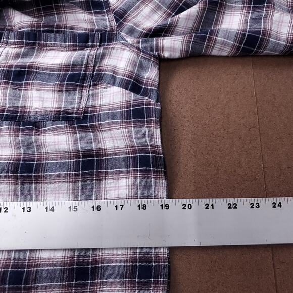 BeachLunchLounge Plaid Pullover Wmns XS 3/4 Button Up Collared Pockets Beachy - Picture 6 of 11